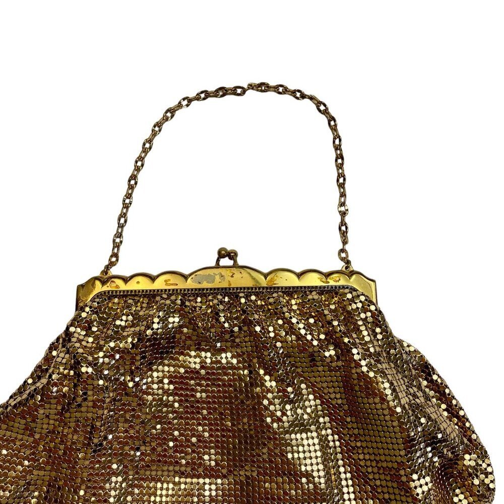 Vintage 10 Inch Whiting & Davis Co Gold Tone Metal Mesh Evening Clutch Purse Bag - Picture 3 of 8